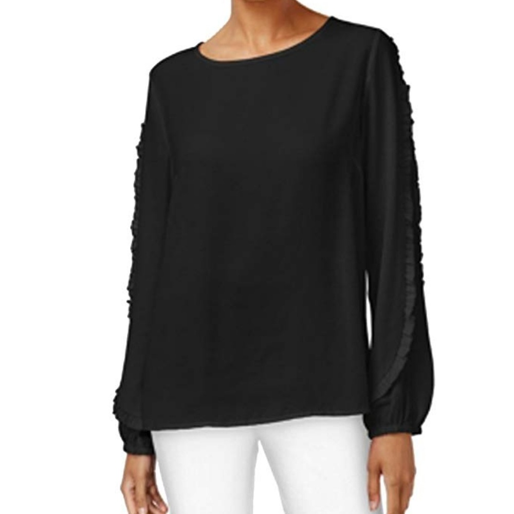 Joseph A. New Women's Ruffled Top Keyhole Back Top